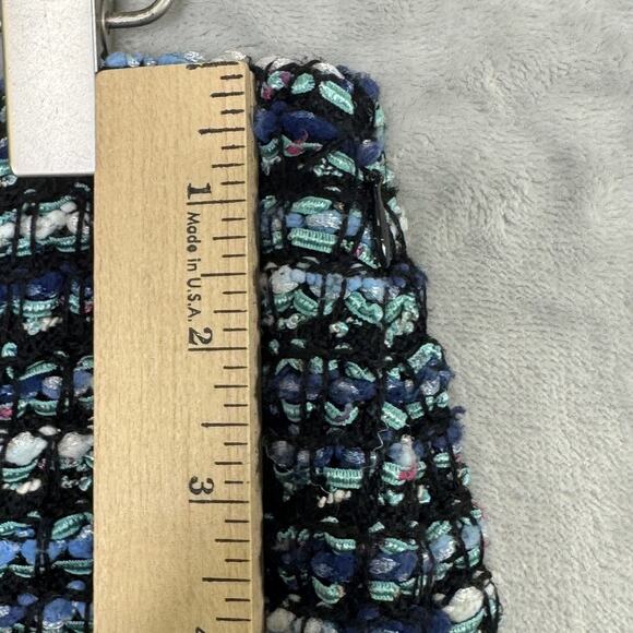St John Skirt Womens 8 Blue Black Tweed Boucle Knit Wool Blend Classic Stretch - Picture 13 of 14